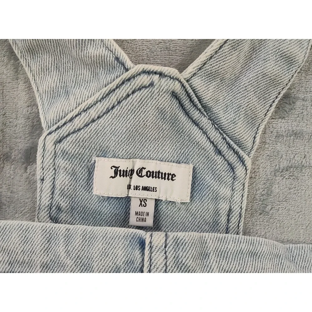 Juicy Couture Women's XS Denim Shortalls Overall Romper Light Wash JC558-OVRL